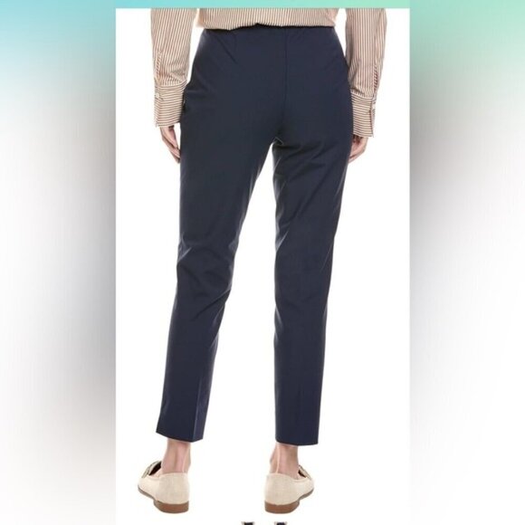 Lafayette 148 New York Stanton Pant dark navy blue size 14 ankle stretch career - Picture 2 of 15